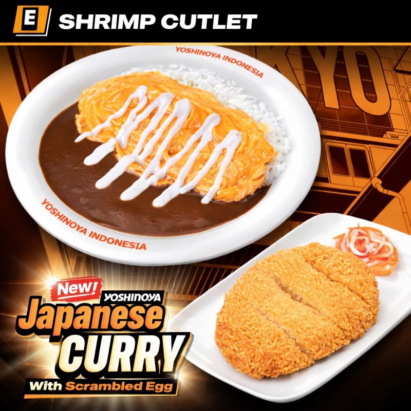 Japanese Curry Rice + Shrimp Cutlet + Scrambled Egg